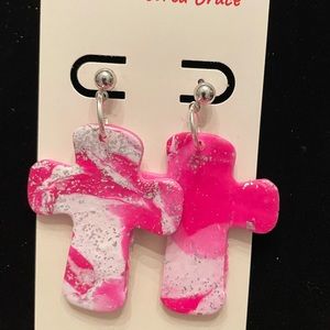 Polymer clay cross earrings